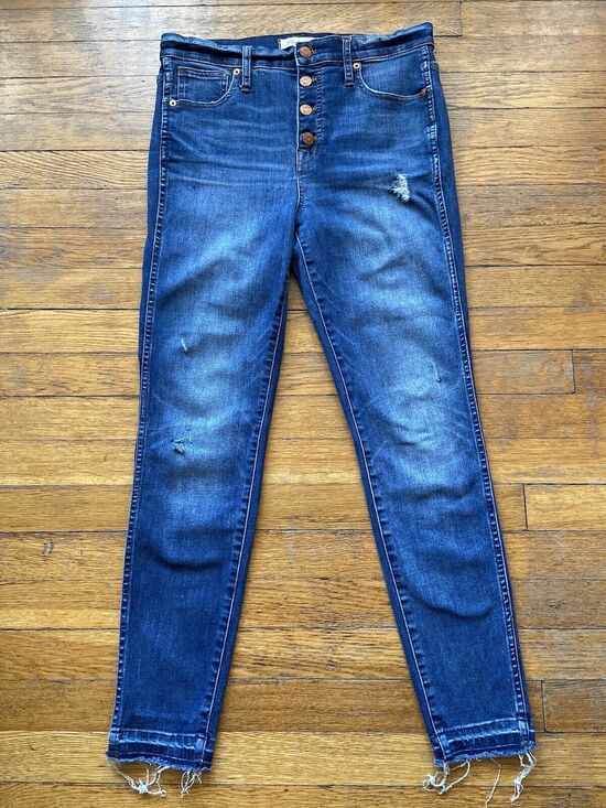 Madewell Denim - MADEWELL ‘10” High-Rise Skinny’ Distressed Button-Fly Stretch Jeans sz 29 (w30)